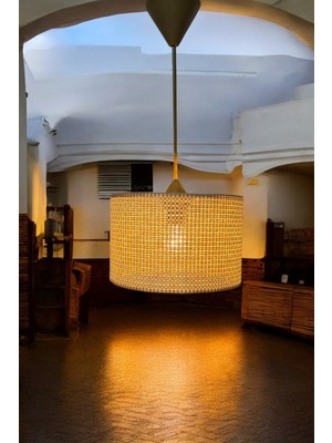 Allians Rattan Tekli Sarkıt Avize, Mutfak, Banyo, Oturma ve Antre Dekoru