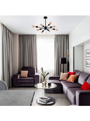 Allians Şık Altın Renkli 8'li Avize, Modern ve Zarif Aydınlatma Parçası