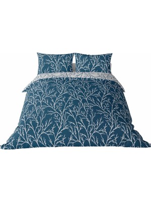 Hype Store Brielle Düz Pamuk Saten Nevresim Setleri, Lacivert, Queen Size