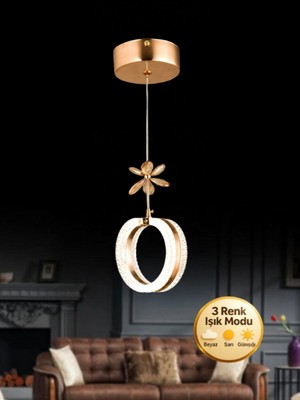 Allians Modern Kristal Taşlı Renk Modlu Sarkıt LED Avize