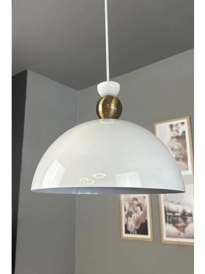 Allians Yampi Beyaz Eskitme Şapka Tarzında Avize, Mutfak ve Salon Dekoru