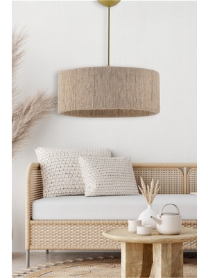 Allians Doğal Hasır Ipli Silindir Avize, Sıcak ve Şık Aydınlatma Dekoru