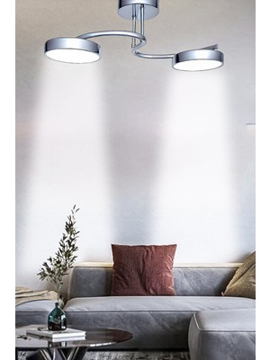 Allians Modern Ledli Krom Avize, 3 Renk Işık, Oturma, Mutfak, Salon Dekoru