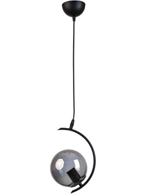 Allians Şık Siyah Füme Camlı Modern Tekli Avize, Salon, Mutfak ve Yatak Odası Için