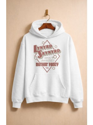 Fuddy Moda Unisex Lynyrd Skynyrd Nuthin' Fancy Baskılı Kapüşonlu Sweatshirt, Oversize Rock Band Temalı Hoodie