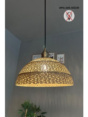 Allians El Yapımı Bohem Jüt Sütlü Kahve Hasır Lale Avize