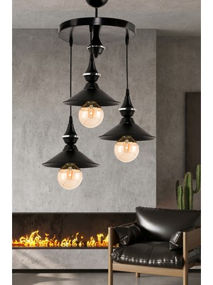 Dede Üçlü Pera Sarkıt Avize, Şapkali Tasarım, Şık ve Modern Aydınlatma Seçeneği