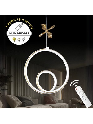 Allians Yakamoz Beyaz Kumandalı 3 Renk Dimmerli Ledli Sarkıt Avize