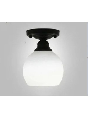 Allians Rustik Vintage Opal Camlı Siyah Metal Avize, 15 Cm, Şık ve Şıklık Katıcı