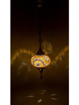 Allians Şık Mozaik Vitray Tek Zincir Avize, Modern ve Zarif Tasarım