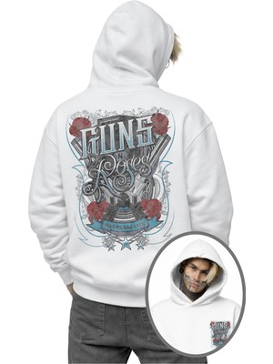 Fuddy Moda Unisex Oversize Guns N Roses Reckless Life Sırt Baskılı Kapüşonlu Sweatshirt