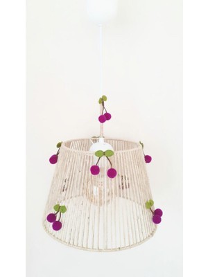 Allians Mor Kiraz Ponponlu Hasır Sarkıt Avize, Bebek ve Çocuk Odası Için Şık Tasarım