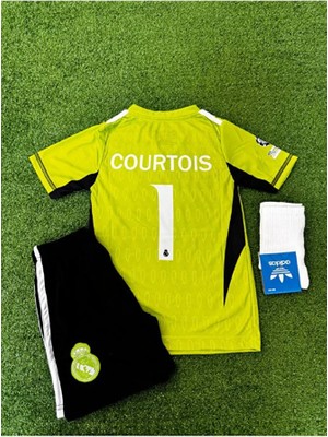 Alaturka Mix Real Madrid Courtois Özel Konsept Kaleci Çocuk Forması Çorap Bileklik Hediyeli