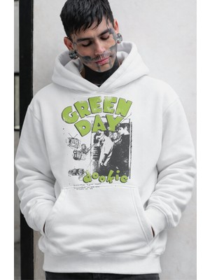 Fuddy Moda Unisex Dookie Green Day Yazılı Kapüşonlu Sweatshirt, Oversize Rock Band Baskılı Hoodie