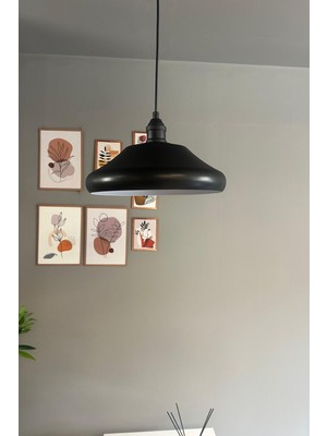 Allians Modern Siyah Lale Tasarımlı Tekli Sarkıt Avize, Ofis ve Salon Için Şık Aydınlatma