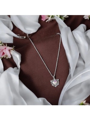 Rafiel Mistik Işıltılı Kalp Kolye Aytaşı Görünümlü Taş & Zirkon Detaylı