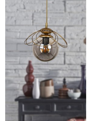 Allians Şık Eskitme Füme Tekli Avize, Modern ve Zarif Aydınlatma Parçası