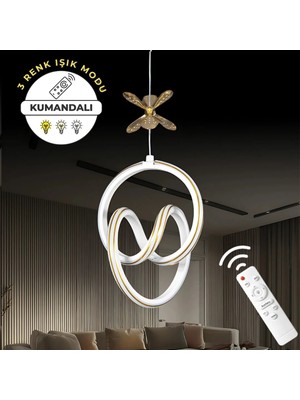 Allians Yaren Beyaz Kumandalı 3 Renk LED Gold Çizgili Kelebek Sarkıt Avize