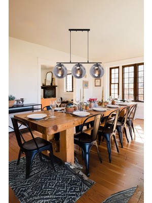 Allians Modern Füme Camlı Üçlü Kapalı Avize, Şık ve Zarif Tasarım