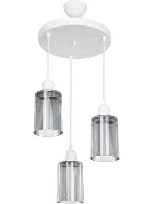 Allians Şık 3’lü Avize, Füme Optik Cam, Modern Tasarım, Estetik Aydınlatma