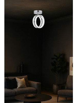 Allians Modern 3 Renk LED Gümüş Tavan Avizesi, Salon ve Mutfak Dekoru