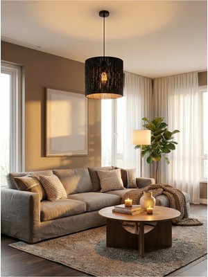 Allians Doğal Silindir Kâğıt Ipli Avize, Bohem Modern Şıklık