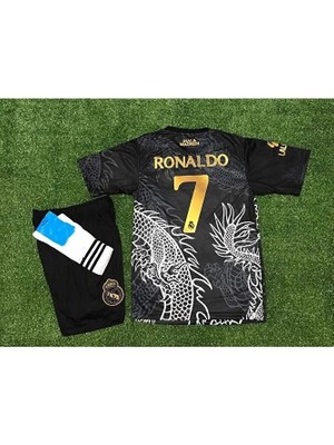 Alaturka Mix R.e.a.l Madrid 2023/24 Dragon (Ejderha) Desenli Cristiano Ronaldo Çocuk Forması 3'lü Set (Black)