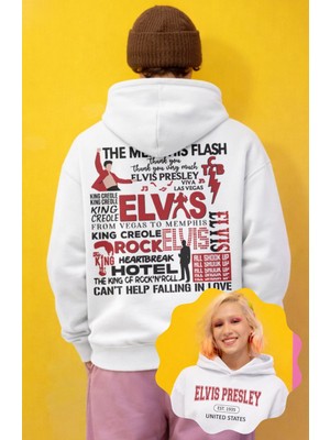 Fuddy Moda Unisex Oversize Elvis Presley Sırt Baskılı Kapüşonlu Sweatshirt