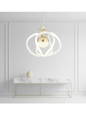 Allians Modern Gold Beyaz LED Avize, Yatak Odası, Salon ve Hol Dekorasyon Ürünü