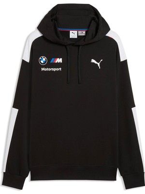 Puma Bmw M Motorsport Erkek Geniş Kesim Kapüşonlu Sweatshirt Düz Desen Puma Black