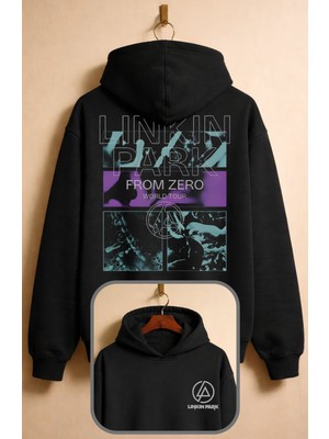 Fuddy Moda Unisex Linkin Park From Zero Sırt Baskılı Kapüşonlu Sweatshirt, Oversize Rock Band Temalı Hoodie
