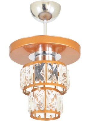 Allians Modern Yuvarlak Bakır Avize, Kristal Taşlı Lüks Spor Tasarım