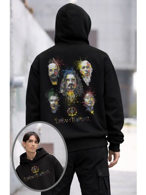 Fuddy Moda Unisex Dream Theater Sırt Baskılı Kapüşonlu Sweatshirt, Oversize Rock Band Temalı Hoodie