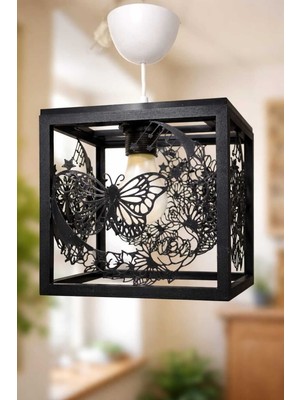 Allians 3D Kelebek Desenli Modern Lazer Kesim Sarkıt Avize, Salon ve Mutfak Aydınlatması