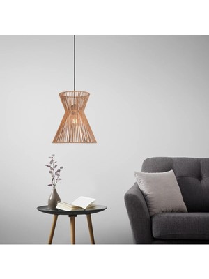 Allians Bambu Tarz Bohem Kum Saati Avize, Rustik E27 Duylu Cafe Aydınlatması