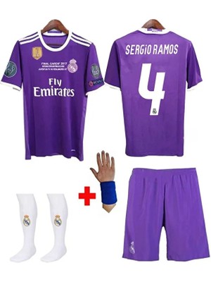 Alaturka Mix R.e.a.l M.a.d.r.i.d 2017 Cardiff Şampiyonlar Ligi Sergio Ramos Çocuk Forması 4'lü Set (Armlı)
