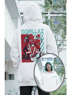 Fuddy Moda Unisex Oversize Gorillaz Sırt Baskılı Kapüşonlu Sweatshirt
