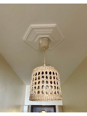 Allians Hasır Bambu Rattan Avize 30CM, Iskandinav Bohem Rustik Sarkıt Salon Yatak Odası