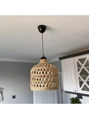 Allians Modern Hasır Bambu Avize, Şık Ev Aydınlatma, Duy Dahil