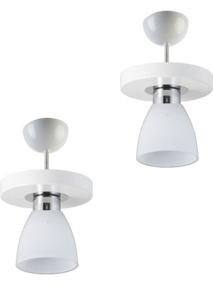 Allians Beyaz Kasa ve Camlı Cafe Mutfak Avizesi, 2'li Set, Modern ve Şık Tasarım