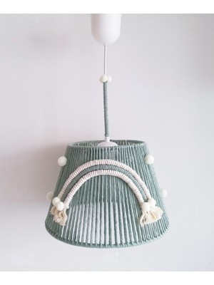 Allians Renkli Makrome Ip Sargı Gökkuşağı Aplikeli Bebek ve Çocuk Odası Avizesi