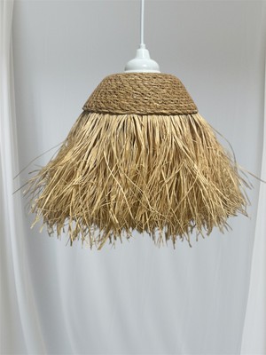 Allians Bohem Bali Tarzı Püsküllü Hasır Rafya Avize, Duy Dahil, Şık ve Doğal Aydınlatma