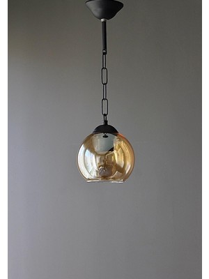 Allians Şık Siyah Bal Camlı Retro Spor Sarkıt Aydınlatma Lamba