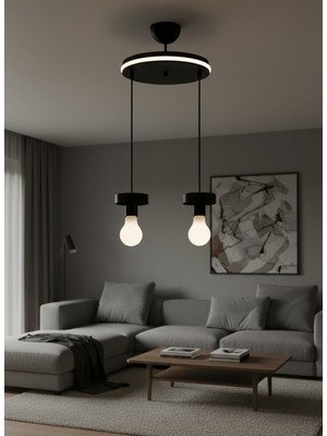 Allians Modern Siyah Metal Neon LED Sarkıt Avize, Salon ve Mutfak Dekoru