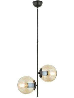 Allians Şık Siyah Cam Sarkıt Avize Çiftli Takım, Modern ve Zarif Tasarım