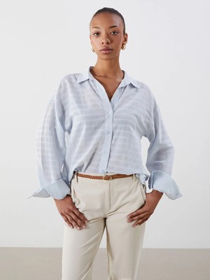 Lc Waikiki Yeni Sezon Çizgili Oversize Kadın Gömlek