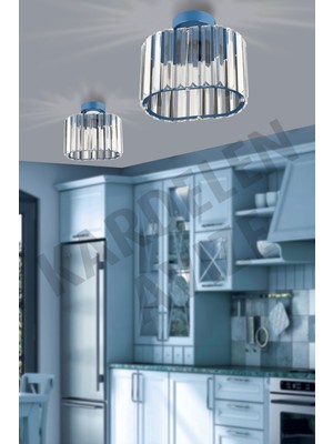 Allians Mavi Tekli B Plafonyer Kristal Taşlı Şık Aydınlatma