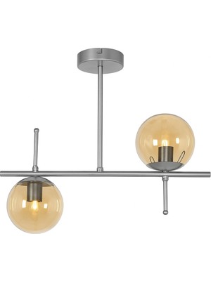 Allians Modern Gri Renkli Çello Tasarımlı Bal Camlı Yemek Masası ve Salon Avize Seti