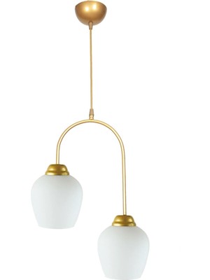 Allians Modern 2’li Sarkıt Avize, Beyaz Cam, Salon, Mutfak, Yatak Odası Için Şık Aydınlatma