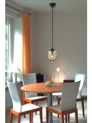 Allians Şık Füme Camlı Tekli Avize, Modern ve Zarif Aydınlatma Parçası